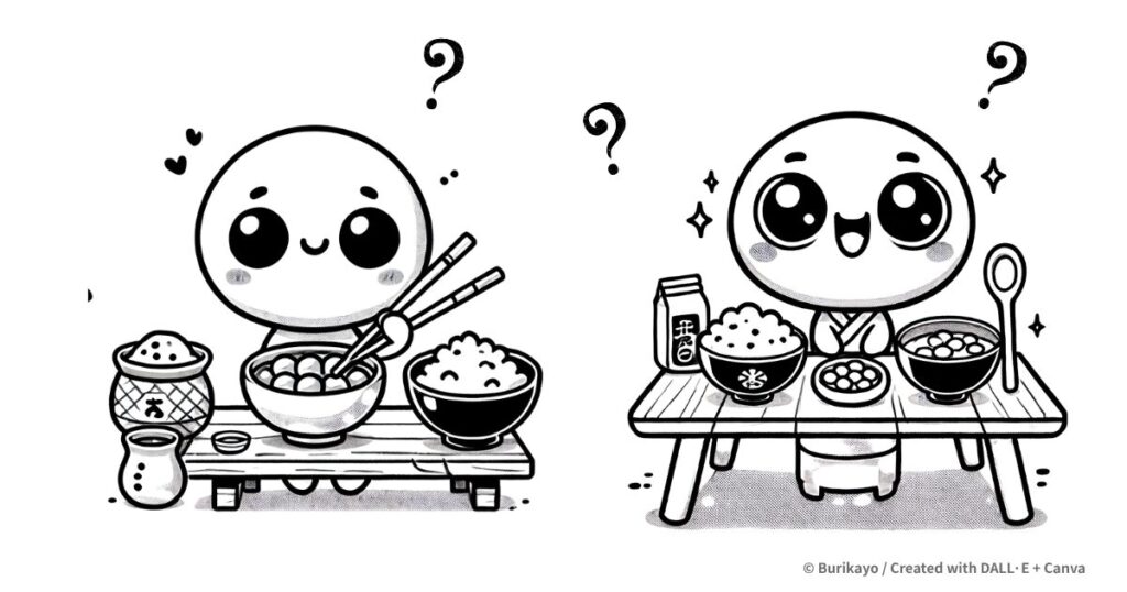 英語フレーズ “Have you ever eaten natto?” をイメージしたキャラクターのイラスト
