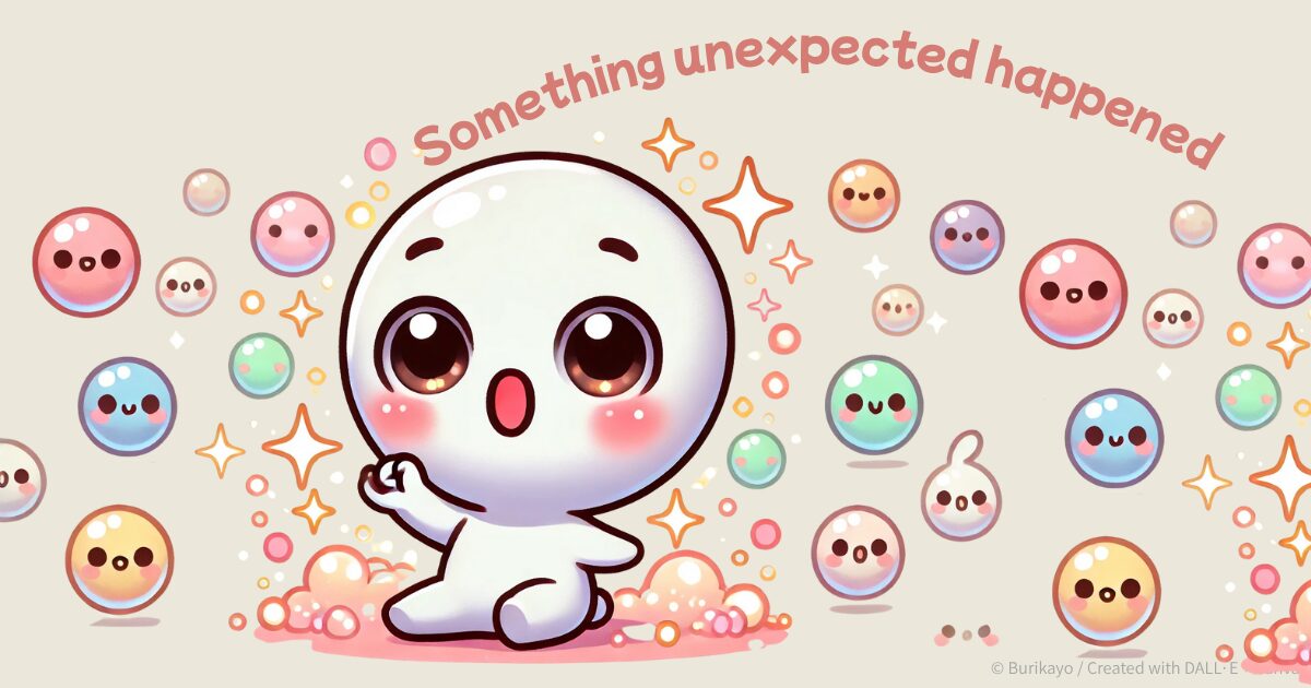 カラフルなキャラクターが予想外の出来事に明るく反応している画像