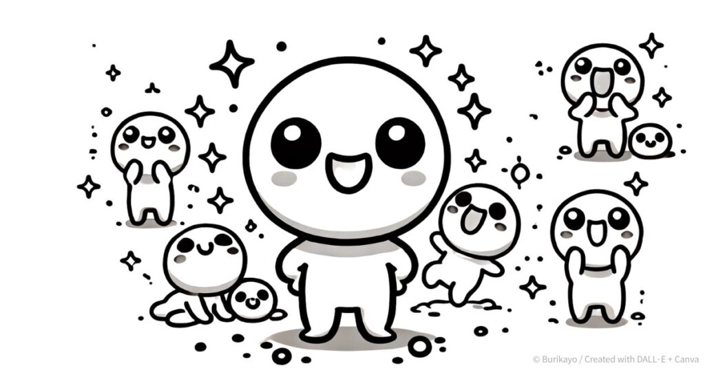 思いがけない出来事に驚いている様子のシンプルなイラスト