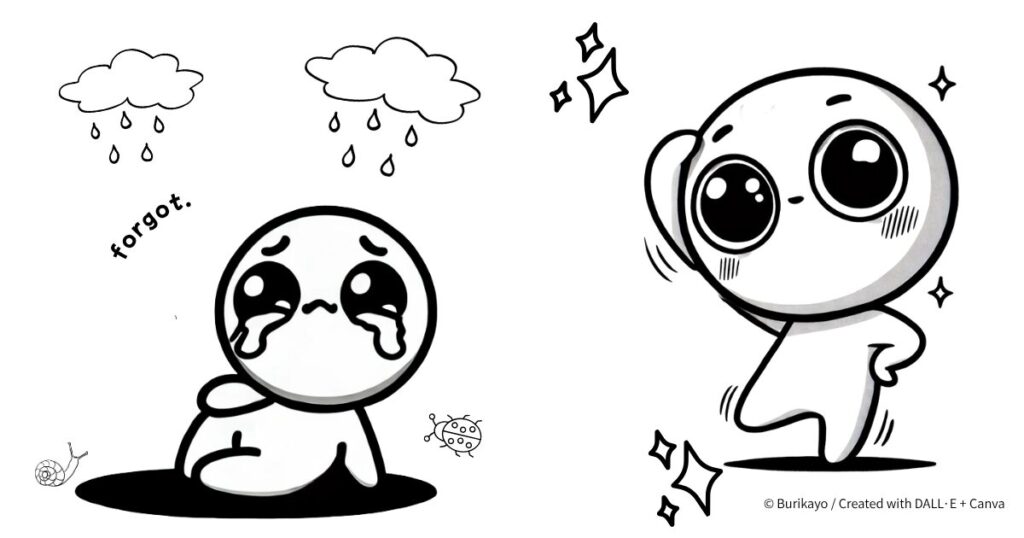 英語フレーズ “I was going to ~ / I wasn’t going to ~” の意味と使い方を紹介するイラスト