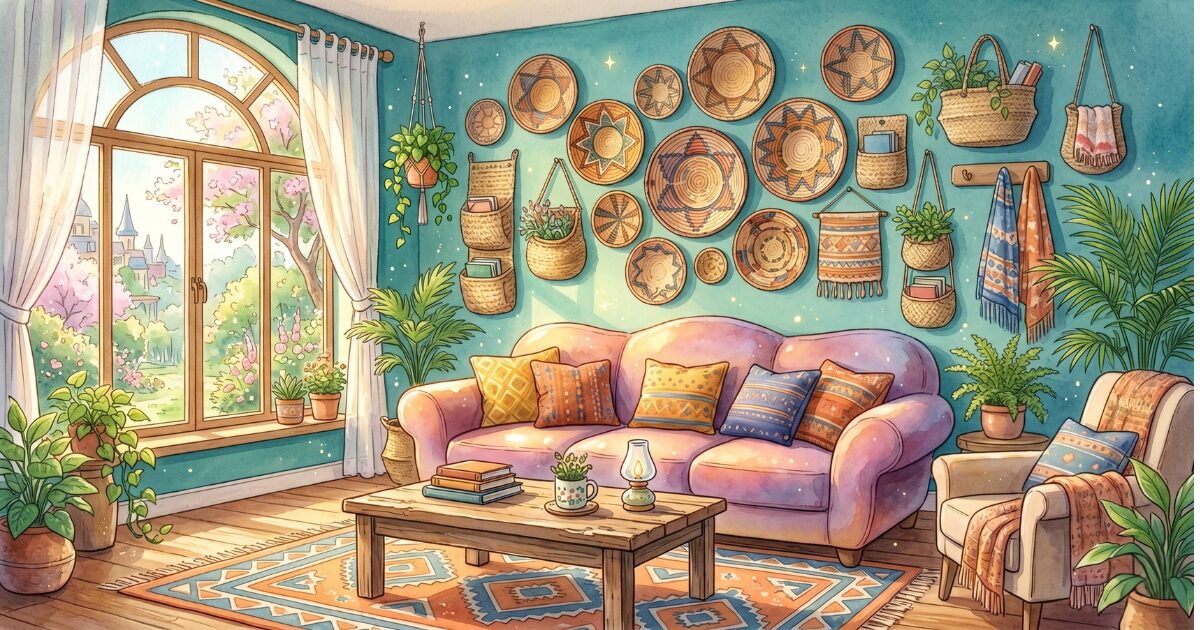 Cozy boho living room