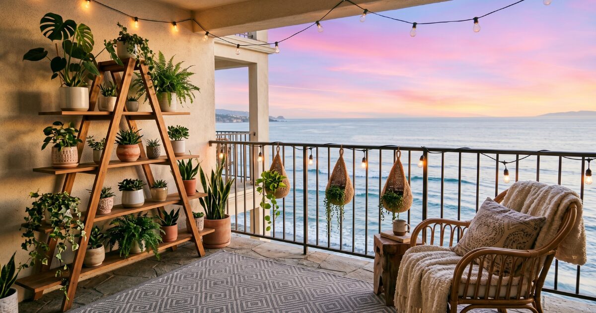 Sunset balcony overlooking the ocean